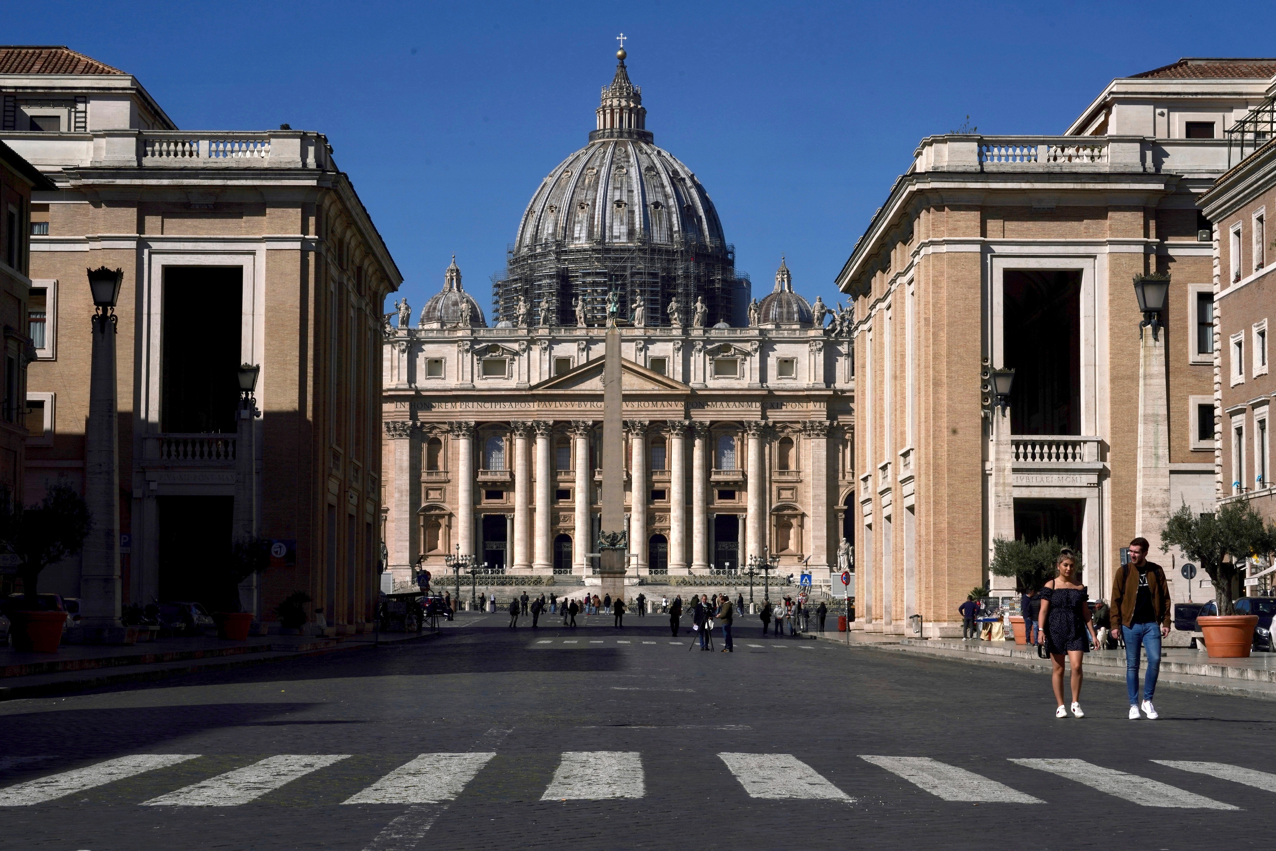 A view of St. Peter's Basilica at the Vatican, March 11, 2020. 