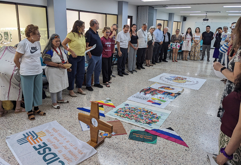 Faith leaders take part in a prayer service April 25, 2026, as part of the first Conference on Transitioning Away from Fossil Fuels, in Santa Marta, Colombia. (Courtesy of CIDSE/Pedro Guzman)