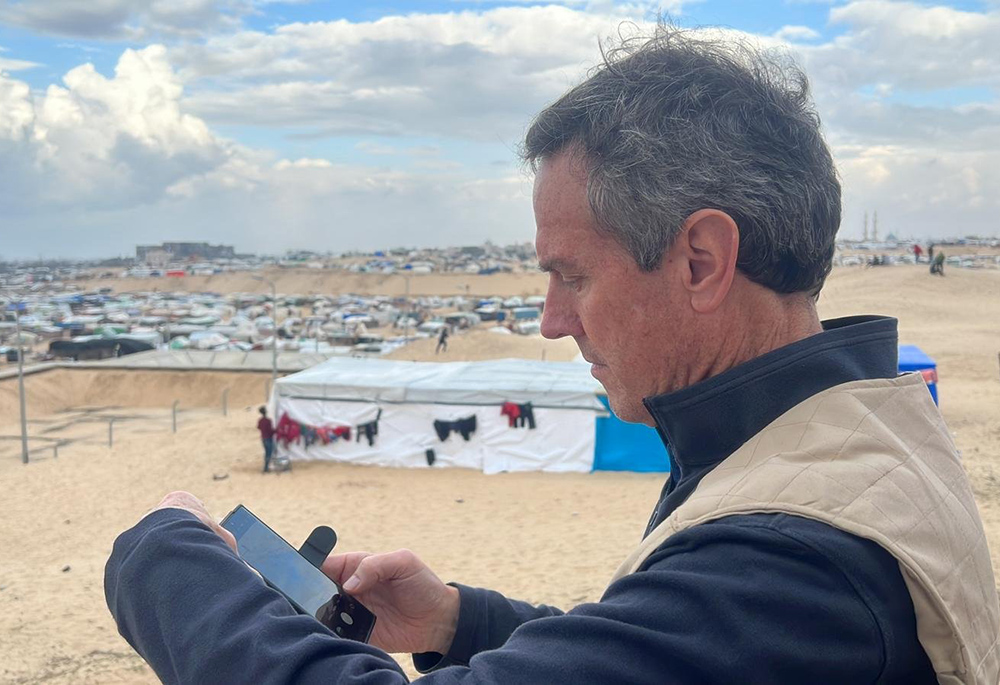 Sean Callahan, president of Caritas North America and CEO of Catholic Relief Services, is pictured during his visit to southern Gaza Jan. 23, 2024. (OSV News/Courtesy of Catholic Relief Services)