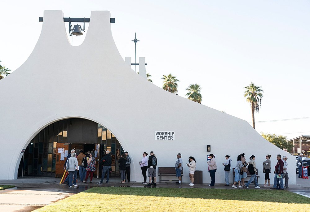 People line up to cast their votes in the U.S. presidential election outside of a church polling station in Phoenix on Election Day, Nov. 5, 2024. (OSV News/Reuters/Go Nakamura)