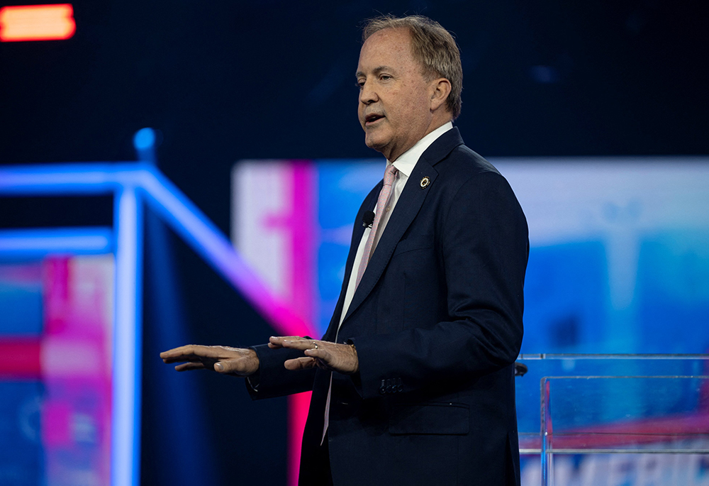 Texas Attorney General Ken Paxton speaks during the AmericaFest 2024 conference sponsored by Turning Point in Phoenix Dec. 21, 2024. (OSV News/Reuters/Cheney Orr)