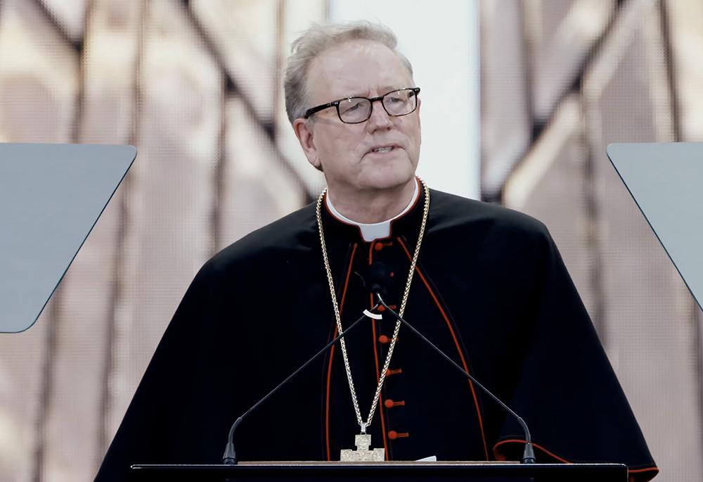 Bishop Robert Barron of Winona-Rochester, Minnesota, a member of the U.S. Religious Liberty Commission, speaks at the Rededicate 250: A National Jubilee of Prayer, Praise & Thanksgiving event at the National Mall in Washington, May 17, 2026. (OSV News screenshot)