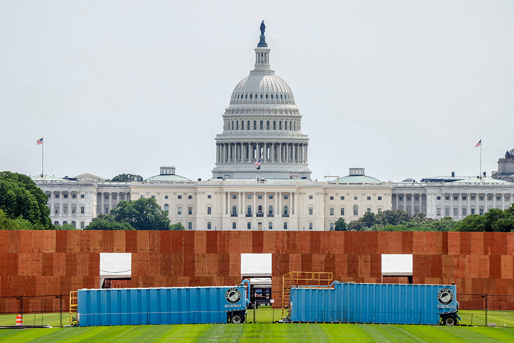 Preparations for the America 250 festivities on the National Mall in Washington, with the U.S. Capitol building in the background, are underway June 9, 2026. (OSV News/Reuters/Kevin Lamarque)