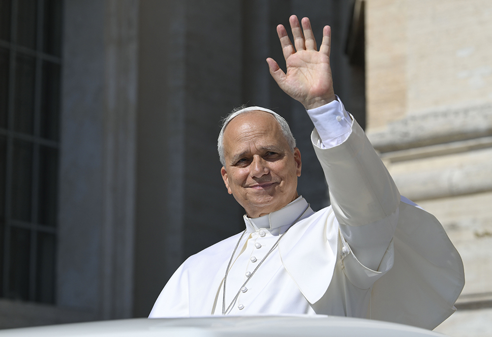 Pope Leo XIV smiles as he greets visitors during his weekly general audience in St. Peter's Square at the Vatican June 17, 2026. A day earlier, Leo spoke with journalists about the Society of St. Pius X. (CNS/Vatican Media)
