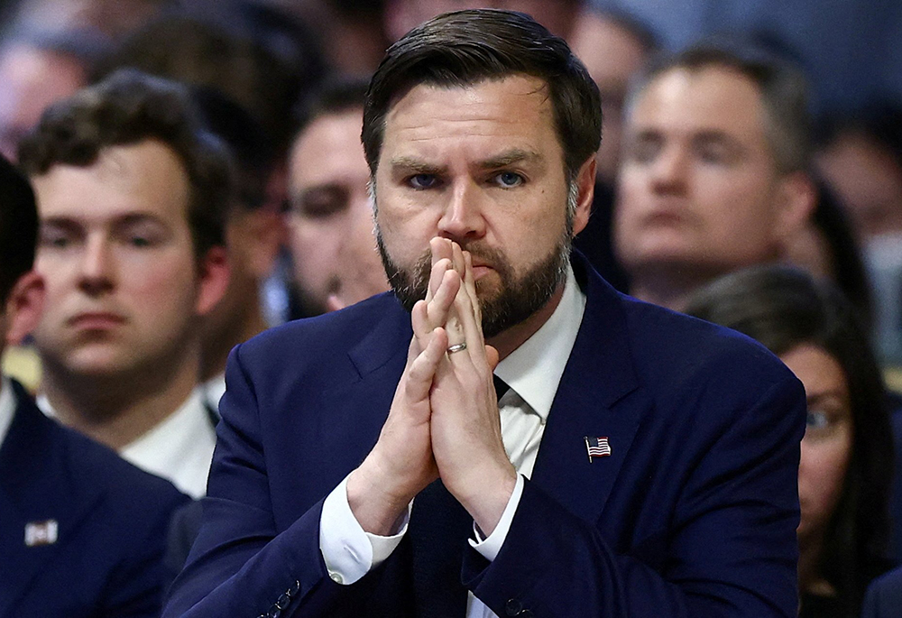 U.S. Vice President JD Vance prays during the Good Friday Passion of the Lord liturgy in St. Peter's Basilica at the Vatican, April 18, 2025. Vance's book Communion: Finding My Way Back to Faith was released June 16, 2026. (OSV News/Reuters/Yara Nardi)