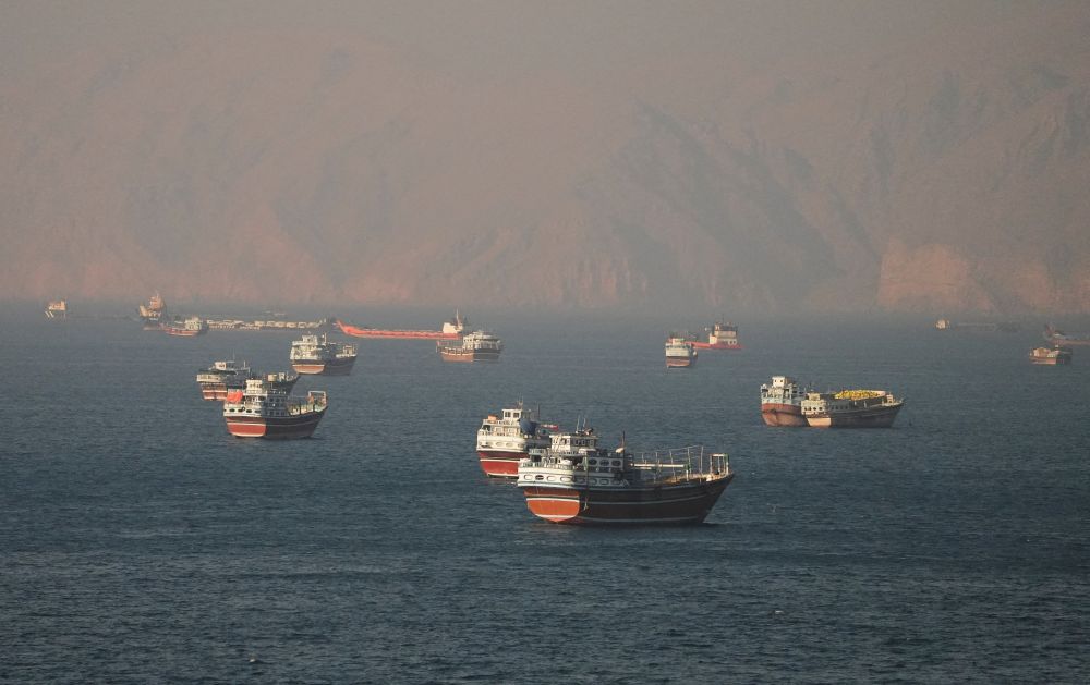 Vessels at the Strait of Hormuz, seen from Musandam, Oman, June 15, 2026. (OSV News/Reuters)
