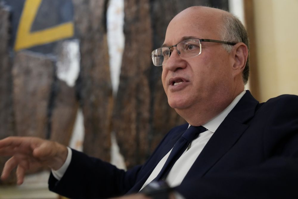 Ilan Goldfajn, the president of the Inter-American Development Bank, speaks to the Associated Press during an interview in Rome June 18, 2026. A day later Goldfajn met privately with Pope Leo,  asserting the potential of rare earth mining. (AP/Domenico Stinellis)