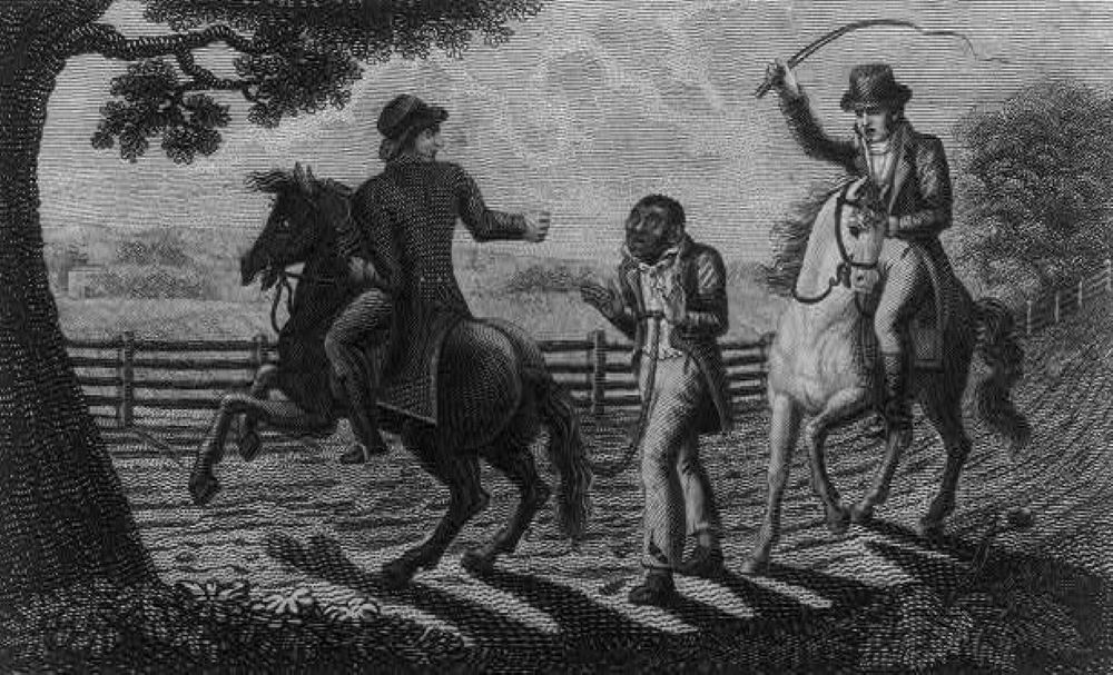An engraving titled, "Barbarity committed on a free African, who was found on the ensuing morning, by the side of the road, dead!" published in 1822 (Library of Congress/Prints and Photographs Division Washington, D.C.)