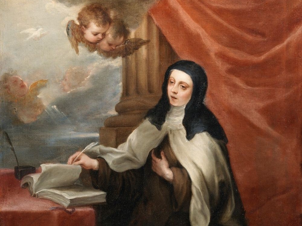 A portion of "St. Teresa of Avila" (1660s) by Juan Antonio De Frias y Escalante (Artvee)