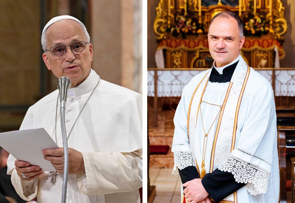 In a combination photo Pope Leo XIV is pictured speaking in northern Italy, June 20, 2026, and Fr. Davide Pagliarani, superior general of the traditionalist Society of St. Pius X, is pictured in 2018 in Econe, Switzerland. (OSV News/Vatican Media/Mario Tomassetti and CPP/KNA/Jean-Matthieu Gautier)