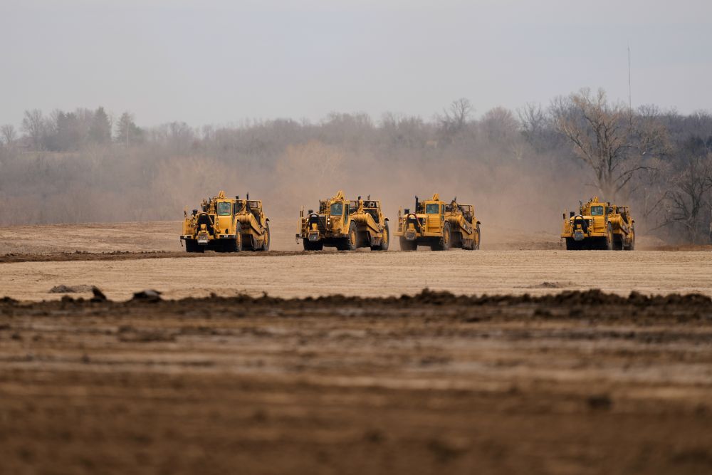 Earth movers prepare a site for a 2.5 million square foot AI data center March 24, 2026, in Independence, Mo. Globally, data centers rank behind all but 10 countries in electricity use, according to a new U.N. report. (AP/Charlie Riedel, file)
