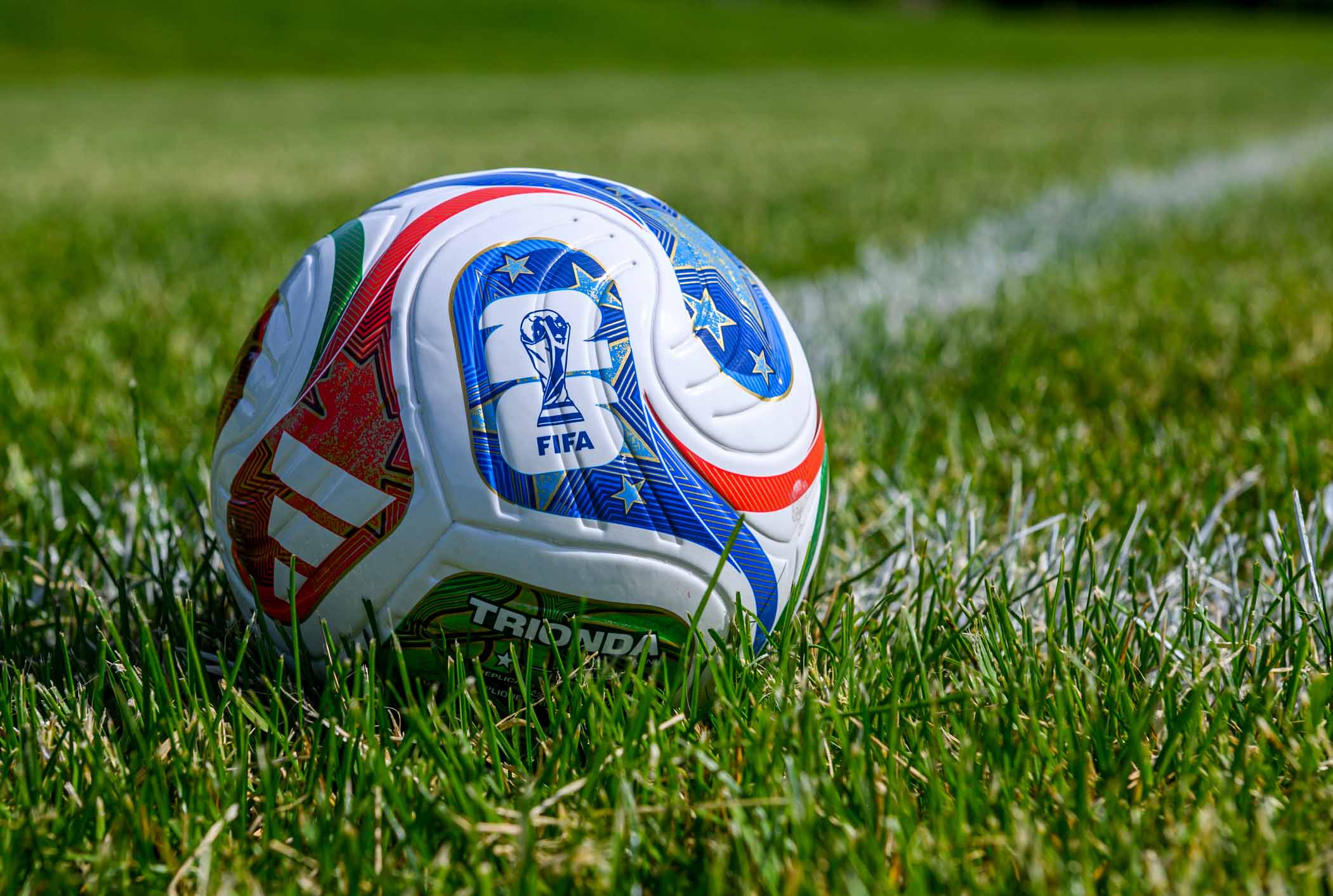 An official match ball of the FIFA World Football Championship 2026 sits on green grass in Toronto June 2, 2026. (Dreamstime/Photokvu)