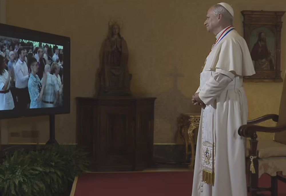 Pope Leo XIV is seen in this screenshot accepting the Philadelphia-based National Constitution Center’s 2026 Liberty Medal virtually from the Vatican, July 3, 2026. (OSV News/National Constitution Center, YouTube screenshot)