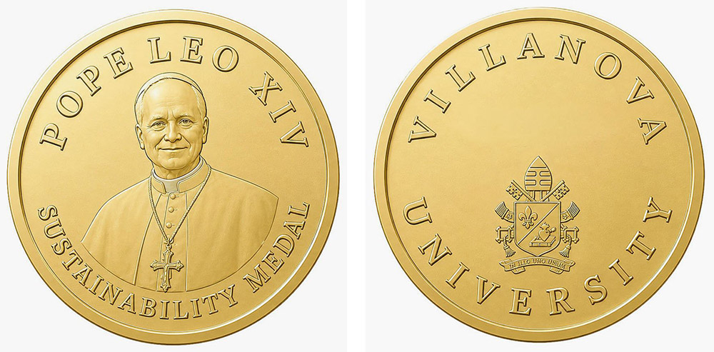 The inaugural Pope Leo XIV Sustainability Medal, which the pope himself will present at Castel Gandolfo in October during the 2026 Villanova International Sustainability Conference in Rome. (OSV News/Courtesy of Villanova University)