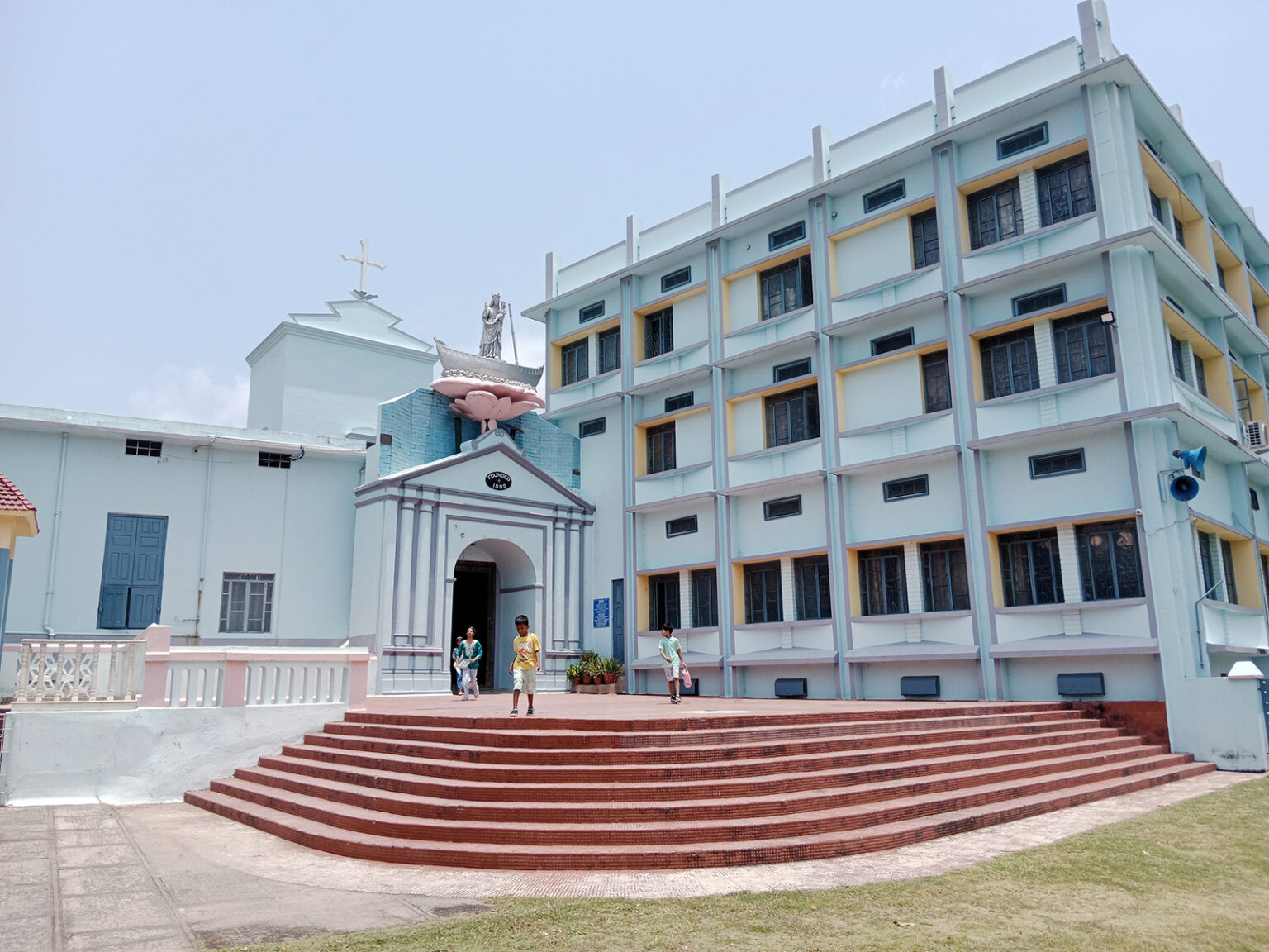 An entrance to the Basilica of the Holy Rosary, locally known as the Bandel Church, on the outskirts of Kolkata, India. 