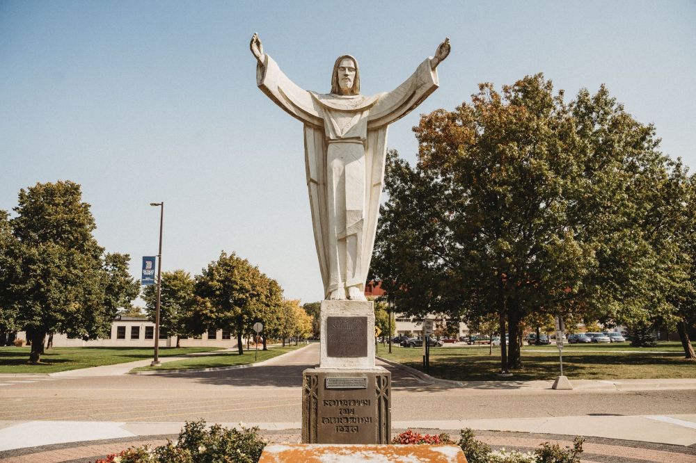 A statue of the risen Christ is pictured on the University of Detroit Mercy's McNichols campus in this undated photo. 