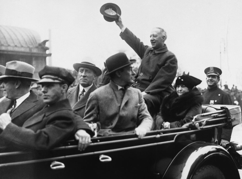 Al Smith, New York governor and Democratic candidate for president, waves during a parade in New York, Nov. 2, 1928. Smith was the first Catholic presidential candidate in a major U.S. political party. (AP)