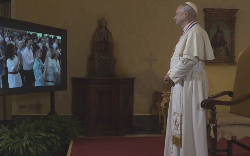 Pope Leo XIV is seen in this screen grab accepting the Philadelphia-based National Constitution Center’s 2026 Liberty Medal virtually from the Vatican, July 3, 2026. (OSV News/National Constitution Center, YouTube screenshot)
