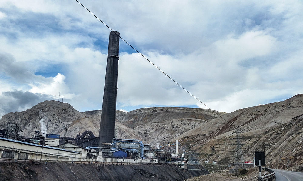 The mining facility in La Oroya, Peru, is photographed in 2014. (Wikimedia Commons/Heiner Amado Cadillo)