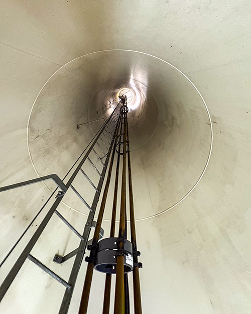 Inside the Portsmouth Abbey wind turbine, June 17, 2026 (NCR photo/Camillo Barone)