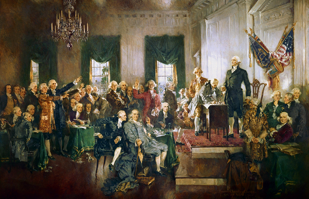 "Scene at the Signing of the Constitution of the United States," painted by Howard Chandler Christy in 1940. (Wikimedia Commons/U.S. Capitol)