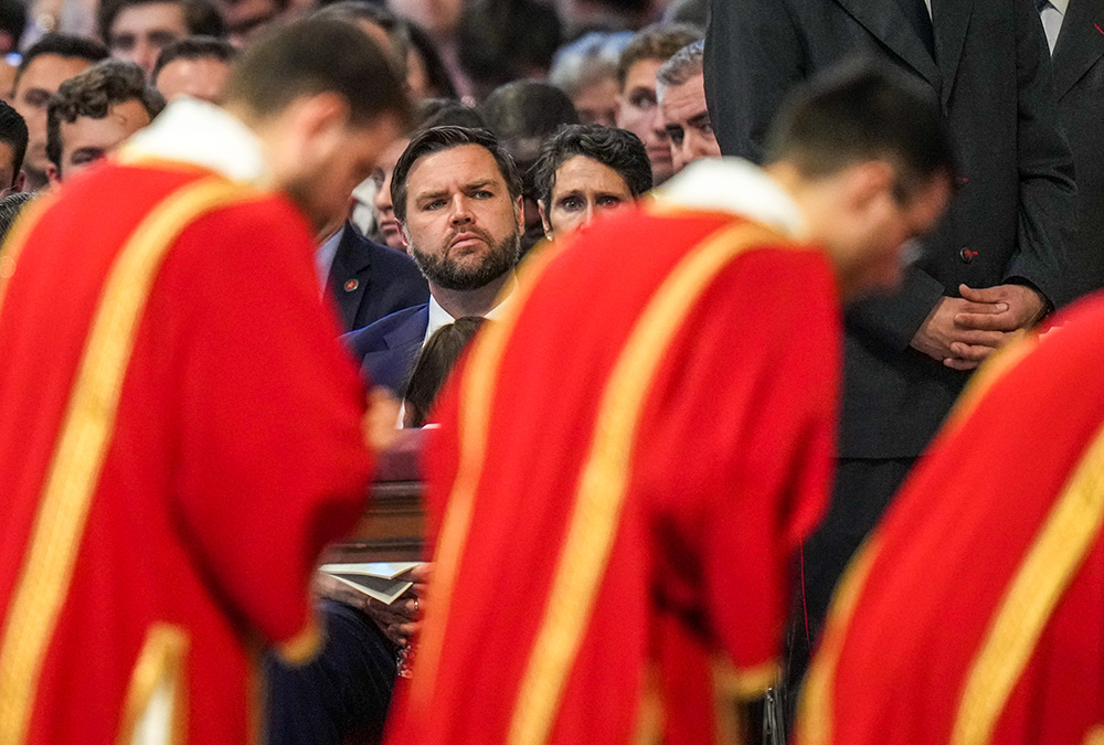 U.S. Vice President JD Vance attends a Good Friday service in St. Peter's Basilica at the Vatican April 18, 2025. (AP/Alessandra Tarantino)