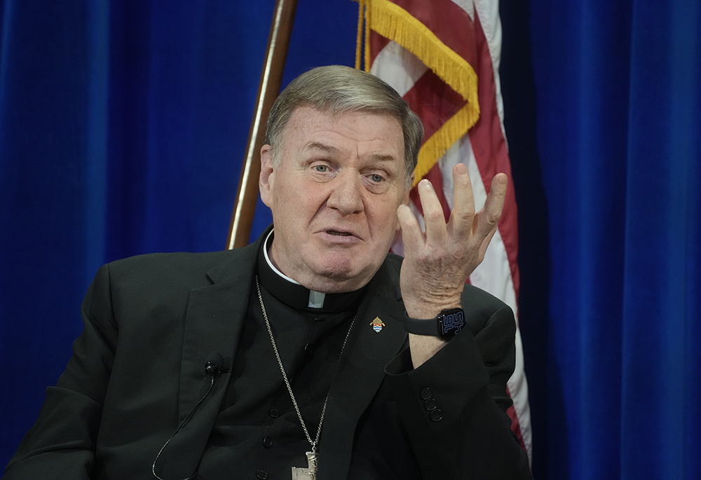 Cardinal Joseph Tobin of Newark attends a press conference at the North American College in Rome, May 9, 2025. (AP photo/Gregorio Borgia)