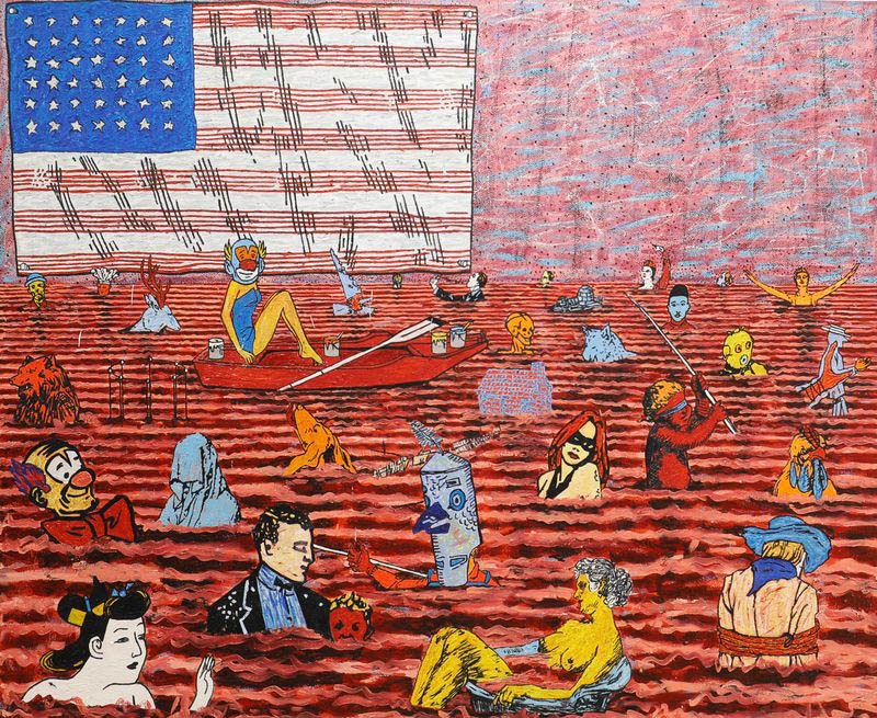 Jane Hammond, Untitled (28, 157, 272, 179, 64, 95, 45, 244, 247, 109, 146, 185, 9, 234, 207), 1993, Oil on canvas with metal leaf. Collection of the Orlando Museum of Art. Purchased with funds provided by the Acquisition Trust. © Jane Hammond, Courtesy Galerie Lelong