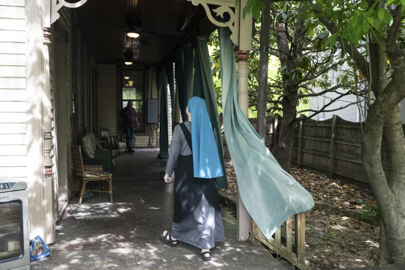Sister Danielle Lussier and Sister Theresa Aletheia, Sisters of the Little Way, explore different properties for their new convent as they consider all of the elements they are looking for and potential modifications to fit their needs on April 27, 2026, in Lexington, Ky. (RNS/NPR/Natosha Via)