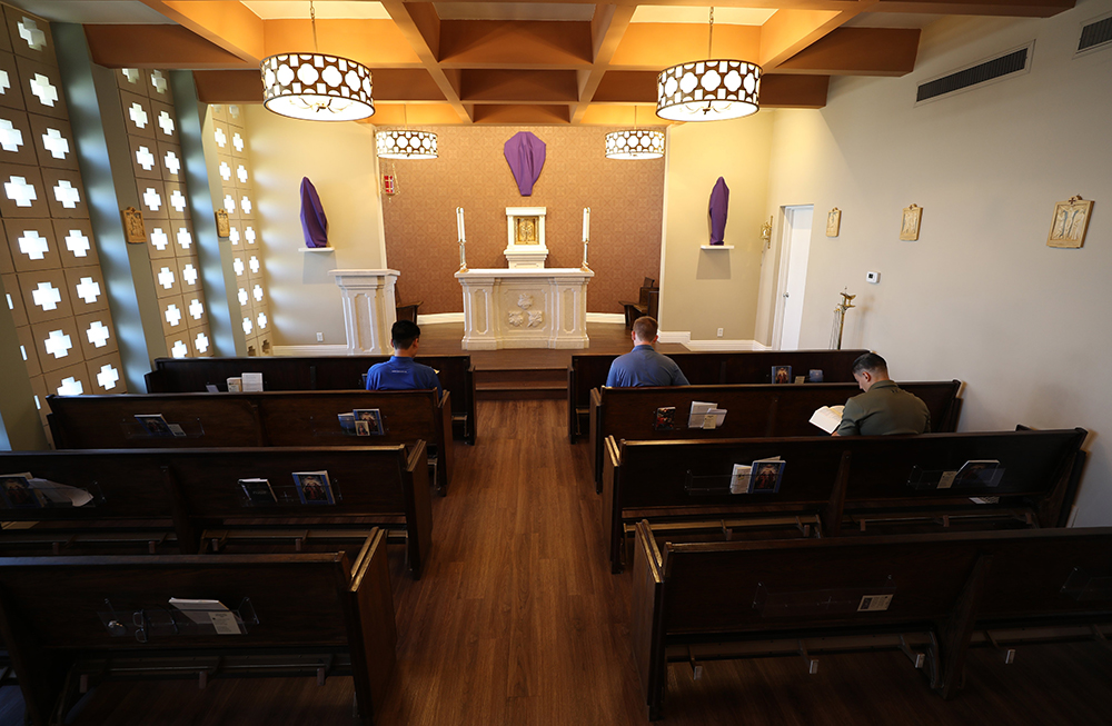First-year seminarians pray in the chapel at Nazareth Seminary in Phoenix April 11, 2025. (OSV News/Bob Roller)