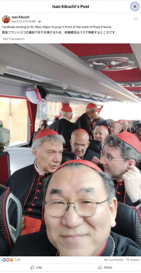 Japanese Cardinal Isao Kikuchi on his way to St. Mary Major