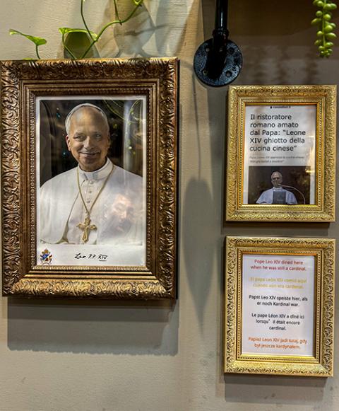 Then-Cardinal Robert Prevost had two spots where he would usually sit at Kungfu Express in Rome and these signs mark them. (Kielce Gussie)