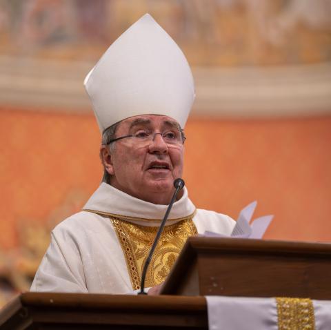 Cardinal Christophe Pierre, papal nuncio to the United States, speaks during the ordination and installation Mass of newly ordained Bishop James A. Misko as bishop of Tucson, Ariz., at St. Augustine Cathedral in Tucson Feb. 20, 2026. (OSV News photo/Brett Meister, courtesy Diocese of Phoenix)