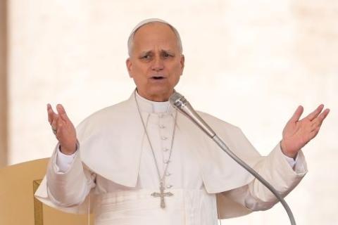 Pope Leo XIV greets pilgrims at the start of his weekly general audience in St. Peter’s Square at the Vatican March 11. (CNS/Lola Gomez)