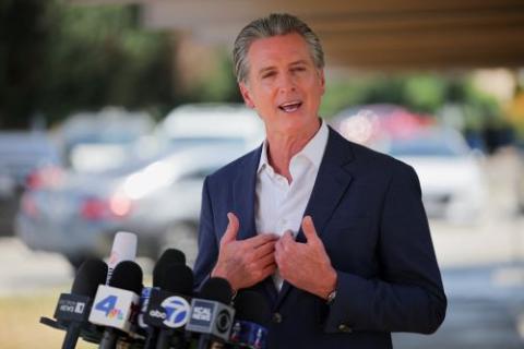 California Gov. Gavin Newsom speaks during a news conference July 16, 2025. (OSV News/Reuters/Daniel Cole)