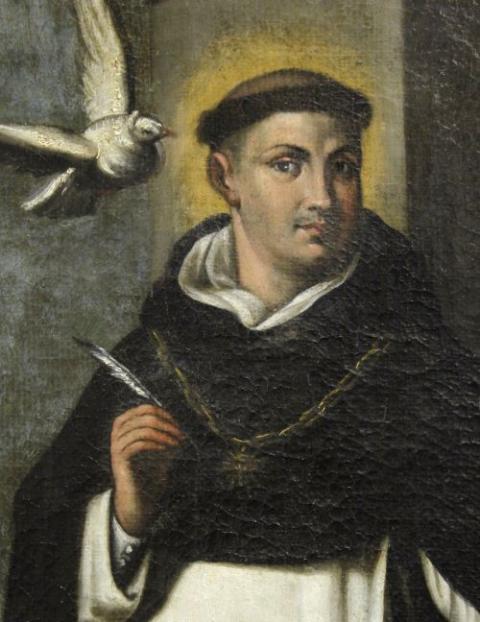 St. Thomas Aquinas is depicted in a painting at the Dominican House of Studies in Washington. (OSV News/Nancy Wiechec)
