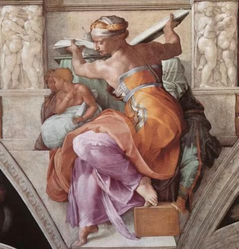The finished fresco of the Lybian Sybil in the Sistine Chapel (Wikimedia Commons/public domain)