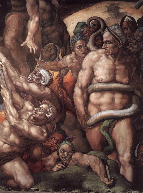 Group of the damned with Minos, judge of the underworld (Wikimedia Commons)