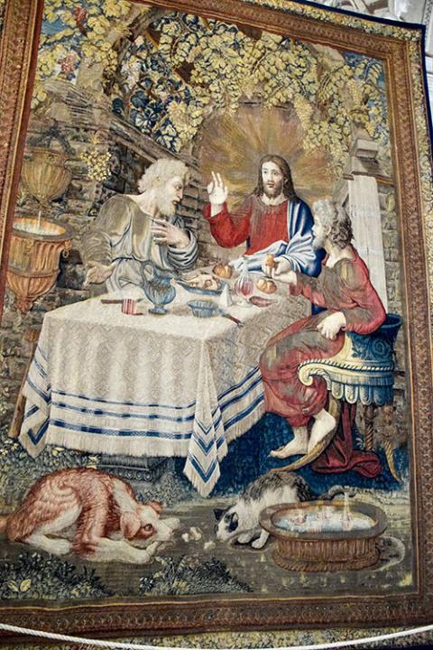 A tapestry in the Vatican Museums depicts the supper at Emmaus. (Wikimedia Commons/Ank Kumar)