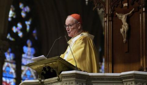 Cardinal Timothy Dolan, now retired archbishop of New York, delivers his homily during the chrism Mass at St. Patrick's Cathedral in New York City April 15, 2025. (OSV News/Gregory A. Shemitz)