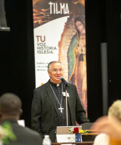 Phoenix Bishop John Dolan speaks at a synod assembly for the Synod of Young Adults at Ss. Simon and Jude Cathedral Parish in Phoenix Feb. 14, 2026. The Diocese of Phoenix, Arizona, set up a diocesan mental health ministry office in 2022. (OSV News/Diocese of Phoenix/Brett Meister)
