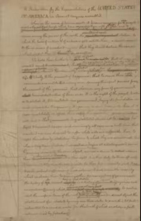 The first page of Thomas Jefferson’s rough draft of the Declaration of Independence (Wikimedia Commons/U.S. Library of Congress)