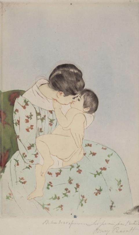 "Mother's Kiss" by Mary Cassatt, c. 1890-1891 (National Gallery of Art)