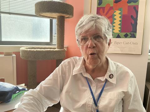 Longtime anti-nuclear activist Dominican Sr. Carol Gilbert (GSR photo/Chris Herlinger)