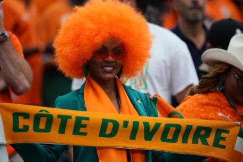 A fan supports the Ivory Coast team ahead of the World Cup round of 32 soccer match between Ivory Coast and Norway in Arlington, Texas, near Dallas, June 30, 2026. (AP/Julio Cortez)