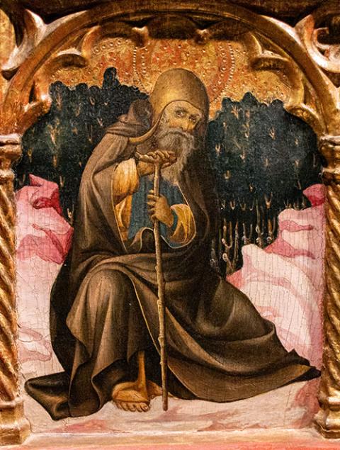 St. Anthony the Great is depicted on a panel of a 15th-century Spanish altarpiece. (Teresa Malcolm)
