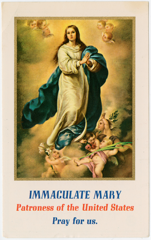 This holy card draws on symbols from the Book of Revelation. (Courtesy of The Marian Library/University of Dayton)