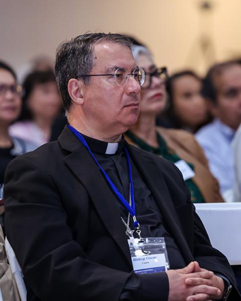 Bishop Oscar Cantú of San Jose, Calif., attends a June 6, 2026, gathering titled "Conversations on Human Dignity, Ethics, and AI," at Our Lady of Peace Church and Shrine in Santa Clara, Calif. (OSV News/Courtesy of San Jose Diocese/Oliver Tapio)