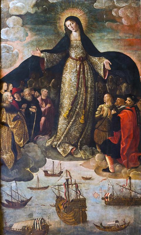 "The Virgin of the Navigators," by 16th century Spanish painter Alejo Fernández. (Wikimedia Commons/Reales Alcazares)