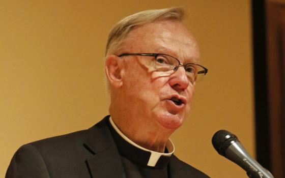 Passionist Father Donald P. Senior, president emeritus and chancellor of Catholic Theological Union in Chicago, delivers the English-language keynote address during the annual New York Catholic Bible Summit June 18, 2016, at Cathedral High School in New York City. 